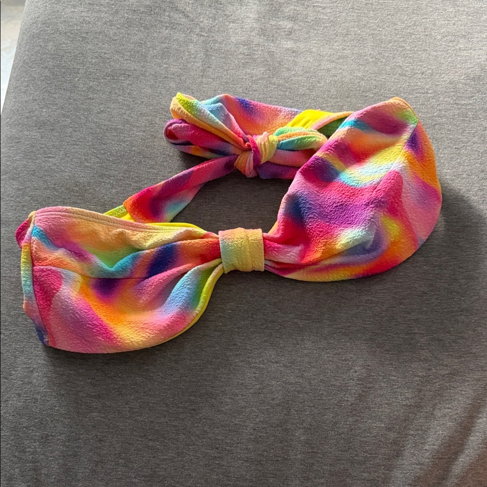 Rainbow Tie-Dye Bow bikini top
